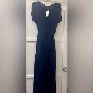Bäcio navy wrap maxi dress w split sleeves (L)